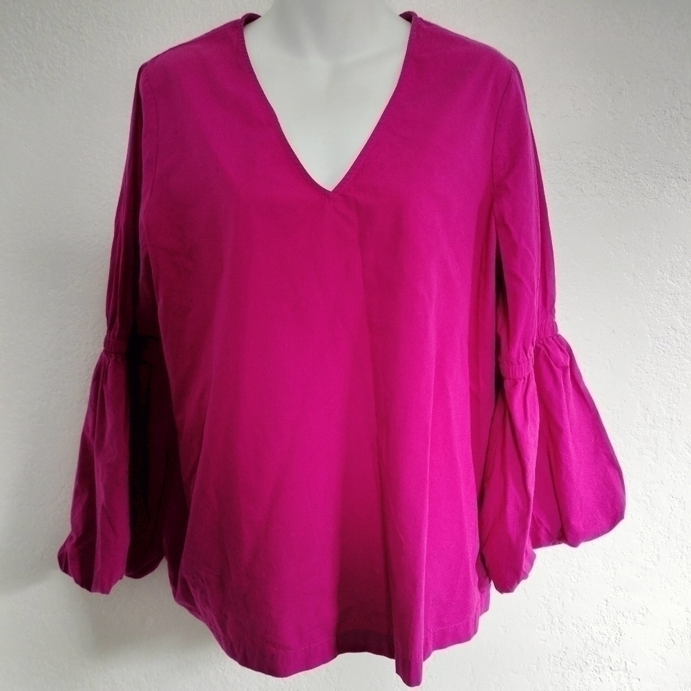 Halogen Women's 100% cotton top in fuchsia